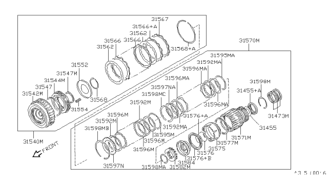1992 Nissan 300ZX Plate-Retaining,Forward Clutch Diagram for 31537-51X05