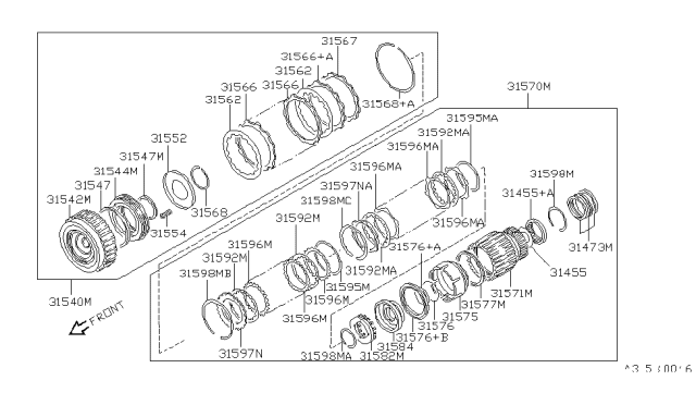 1992 Nissan 300ZX Clutch Assy-High Diagram for 31540-51X00