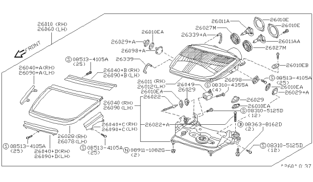 1991 Nissan 300ZX Screw Machine Diagram for 08310-5125D