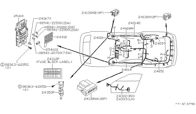 1996 Nissan 300ZX Harness Assembly-Main Diagram for 24010-54P71