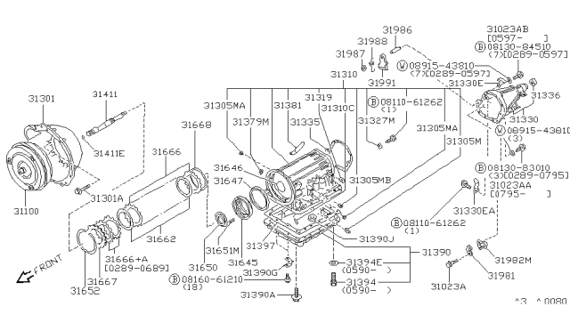 1996 Nissan 300ZX Torque Converter,Housing & Case Diagram 1