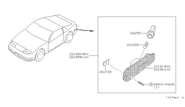 1991 Nissan 300ZX Lamp Assembly-Rear Side Marker,RH Diagram for B6190-30P00