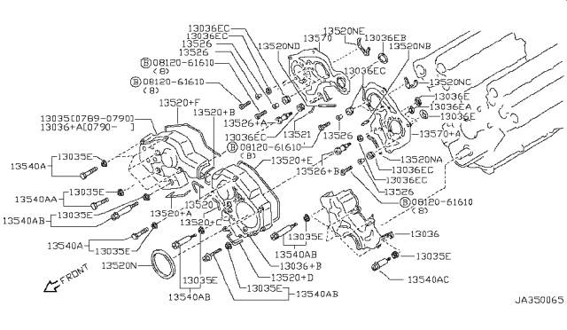 1994 Nissan 300ZX Front Cover,Vacuum Pump & Fitting Diagram 1