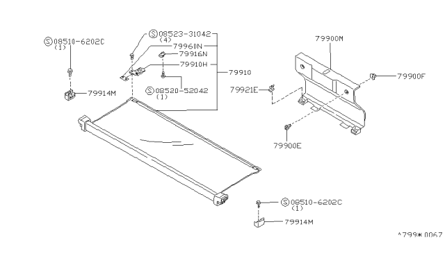 1994 Nissan 300ZX Hook-Rear Parcel Shelf Diagram for 79916-30P00