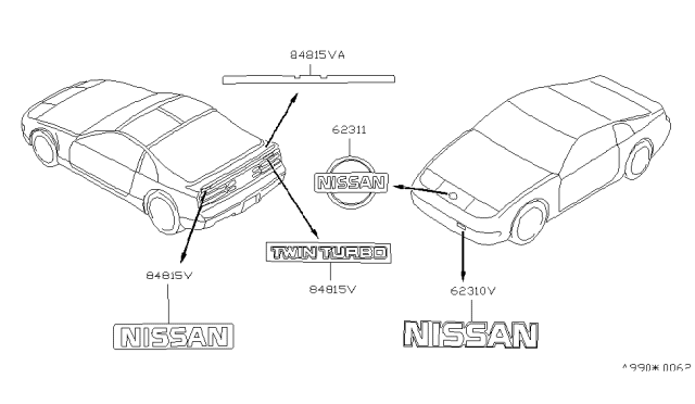1993 Nissan 300ZX Emblem & Name Label Diagram