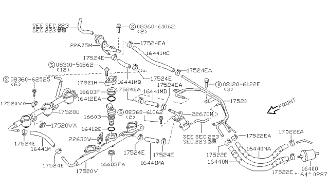 1994 Nissan 300ZX Injector Assy-Fuel Diagram for 16600-40P07