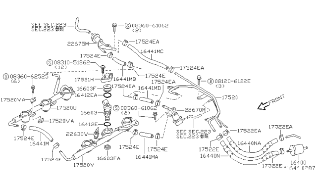 1990 Nissan 300ZX Filter Fuel Diagram for 16400-N9600