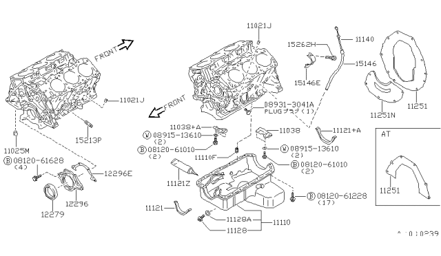 1992 Nissan 300ZX Cylinder Block & Oil Pan Diagram 1