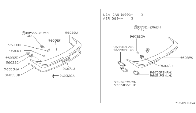 1991 Nissan 300ZX Spoiler Kit-Rear Diagram for J6030-42P00