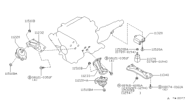 1995 Nissan 300ZX Engine & Transmission Mounting Diagram 1