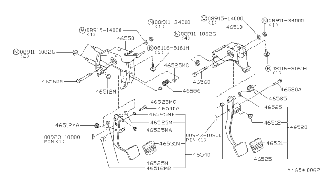 1994 Nissan 300ZX Pedal Assy-Clutch Diagram for 46540-30P10