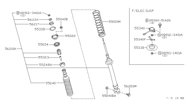 1994 Nissan 300ZX Bracket Assembly-Shock ABSORBER Mounting Diagram for 55322-35F11