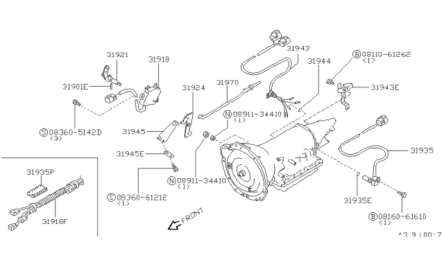 1990 Nissan 300ZX Neutral Safety Switch Diagram for 31918-41X15