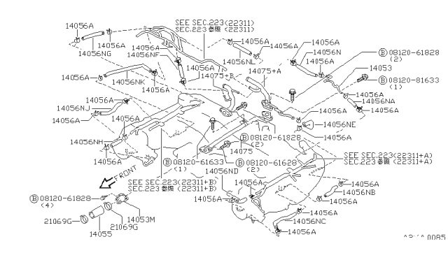 1993 Nissan 300ZX Hose-Water Diagram for 14056-30P24