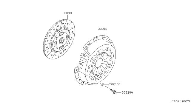 1996 Nissan 300ZX Clutch Disc Diagram for 30100-45P00