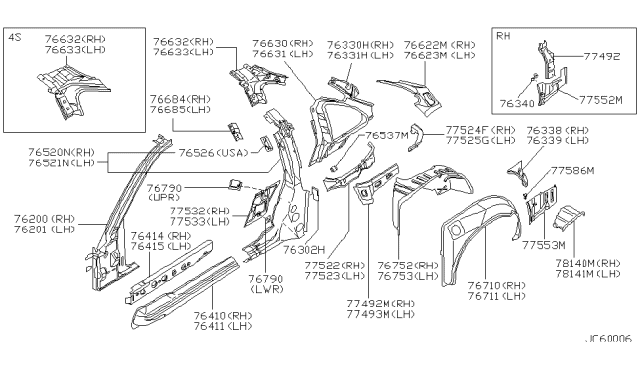 1996 Nissan 300ZX Body Side Panel Diagram 3