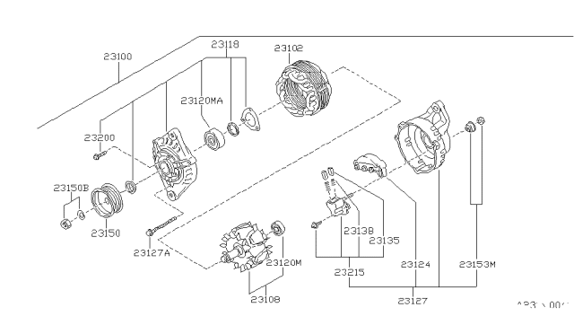 1994 Nissan 300ZX ALTERNATOR Diagram for 23100-0P501