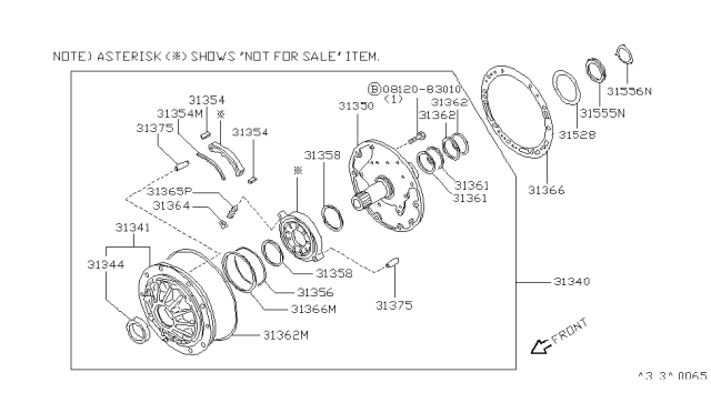 1993 Nissan 300ZX Cover Assy-Oil Pump Diagram for 31350-41X12