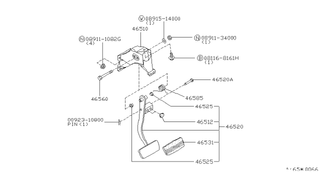 1993 Nissan 300ZX Brake & Clutch Pedal Diagram 1