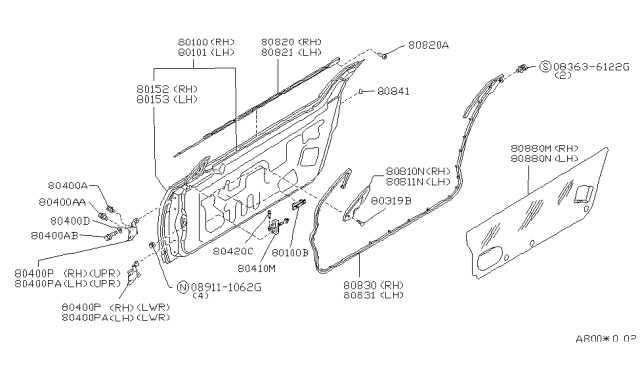 1992 Nissan 300ZX Door-Front,RH Diagram for H0100-46P00