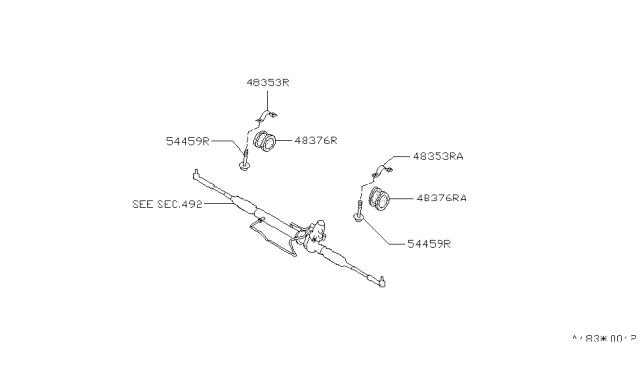 1995 Nissan 300ZX INSULATOR,R Diagram for 54445-71L00