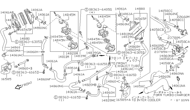 1991 Nissan 300ZX Pipe Assembly-EAI Diagram for 14821-30P12