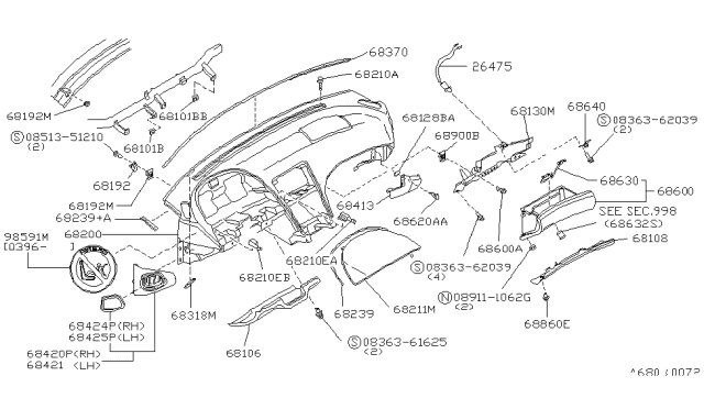 1996 Nissan 300ZX Lamp Assembly-Glove Box Diagram for 26475-48P00