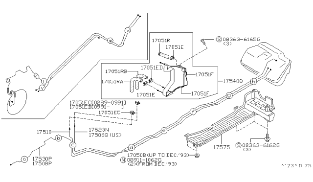 1992 Nissan 300ZX Hose-Fuel Diagram for 08740-14036
