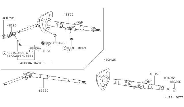 1995 Nissan 300ZX Shaft Assy-Steering Column,Upper Diagram for 48820-44P00