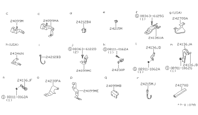 1991 Nissan 300ZX Bracket-Sensor Harness Diagram for 24099-33P11