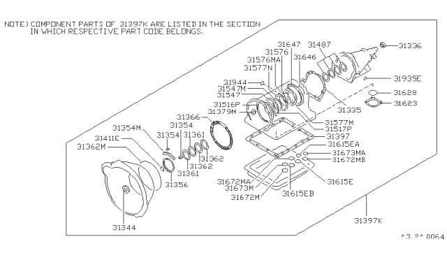 1996 Nissan 300ZX Gasket & Seal Kit-Auto Transmission Diagram for 31397-51X89