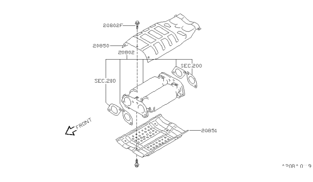 1996 Nissan 300ZX Three Way Catalytic Converter Diagram for 20800-54P25