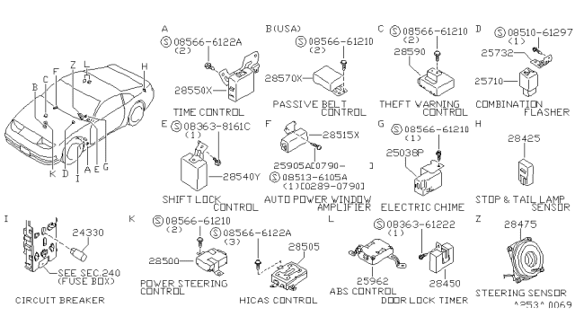 1992 Nissan 300ZX Control Assembly-Power Steering Diagram for 28500-43P10