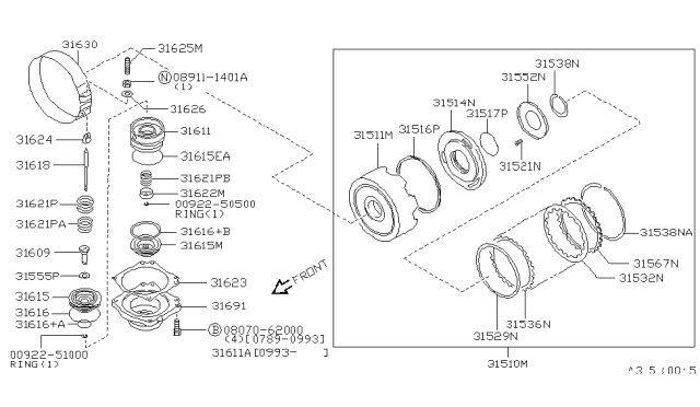 1994 Nissan 300ZX Clutch & Band Servo Diagram 6