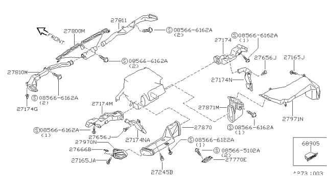 1991 Nissan 300ZX Nozzle & Duct Diagram 1