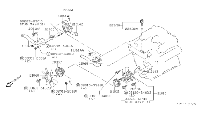 1992 Nissan 300ZX Water Pump, Cooling Fan & Thermostat Diagram 2