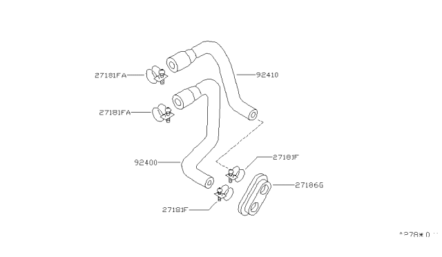1996 Nissan 300ZX Hose-Water Diagram for 92410-30P00