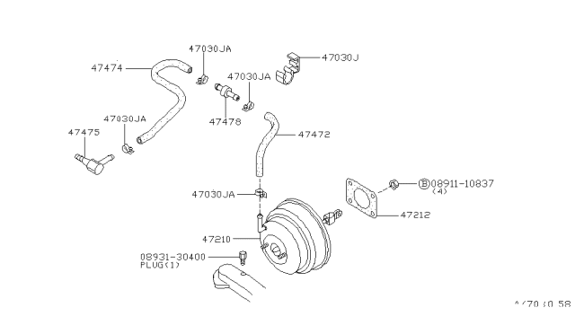 1994 Nissan 300ZX Brake Servo & Servo Control Diagram 2