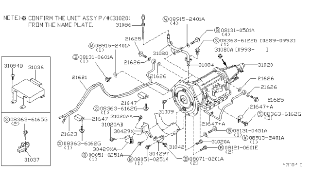 1994 Nissan 300ZX Automatic Transmission Diagram for 31020-51X78