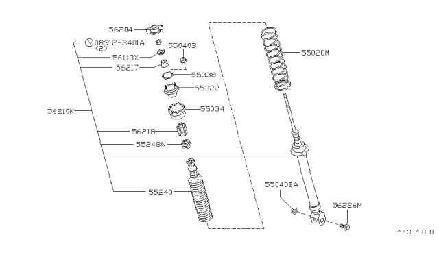 1992 Nissan 300ZX Cap-Rear Shock Absorber Diagram for 56204-33P00