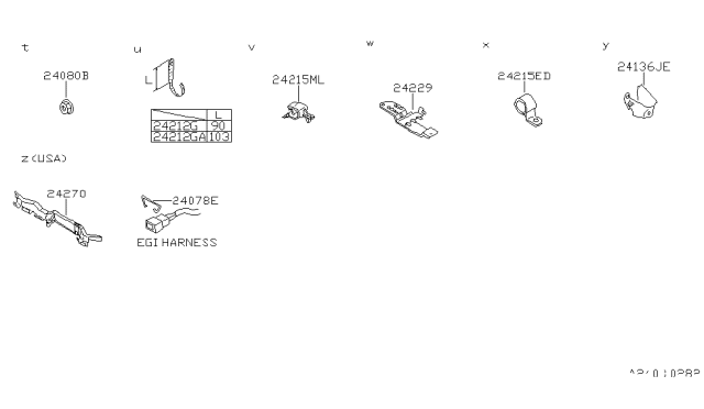 1990 Nissan 300ZX Clip-Wiring Harness,A Diagram for 17111-A5500