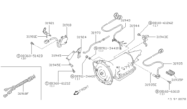 1996 Nissan 300ZX Neutral Safety Switch Diagram for 31918-52X01