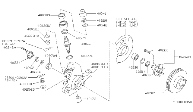 1994 Nissan 300ZX Ring-Snap Diagram for 40214-33P00