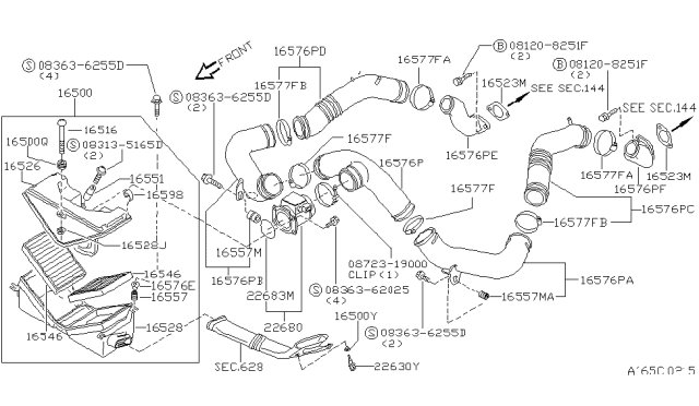 1996 Nissan 300ZX Air Duct Diagram for 16576-40P03