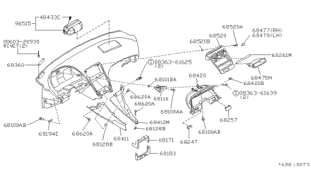 1996 Nissan 300ZX Mask-Ventilator Diagram for 68478-30P00