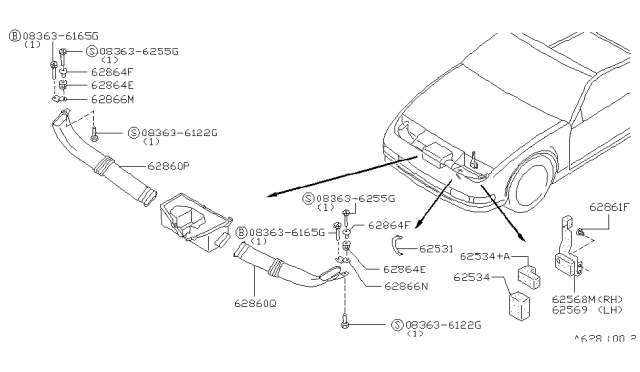 1995 Nissan 300ZX Duct-Air R Diagram for 62860-54P00