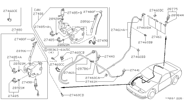 thumbnail image 2 of Windshield Washer Water Pump Tank Bottle For Nissan D21 2 of 10