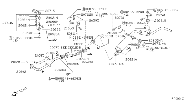 2003 Nissan Xterra Exhaust Tube & Muffler Diagram 6