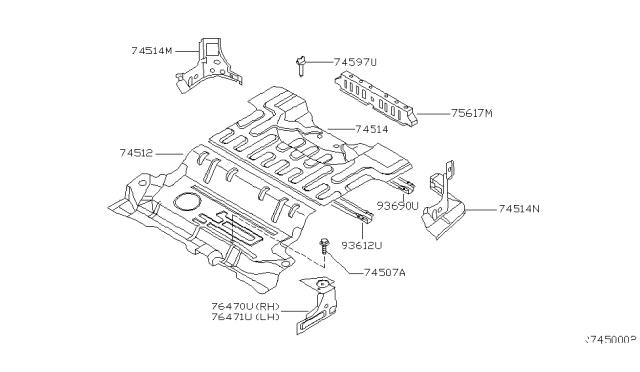 2001 Nissan Xterra Floor Panel (Rear) Diagram 1