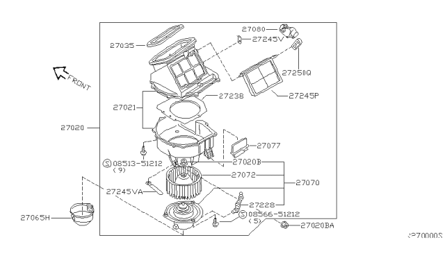 2002 Nissan Xterra Heater & Blower Unit Diagram 1